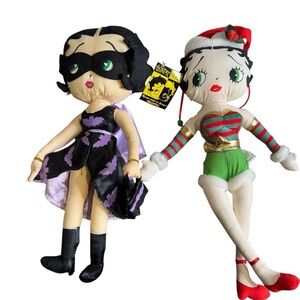 Vintage Betty Boop Plush Dolls Christmas 2 Batman Betty & Xmas Betty Kelly Toy